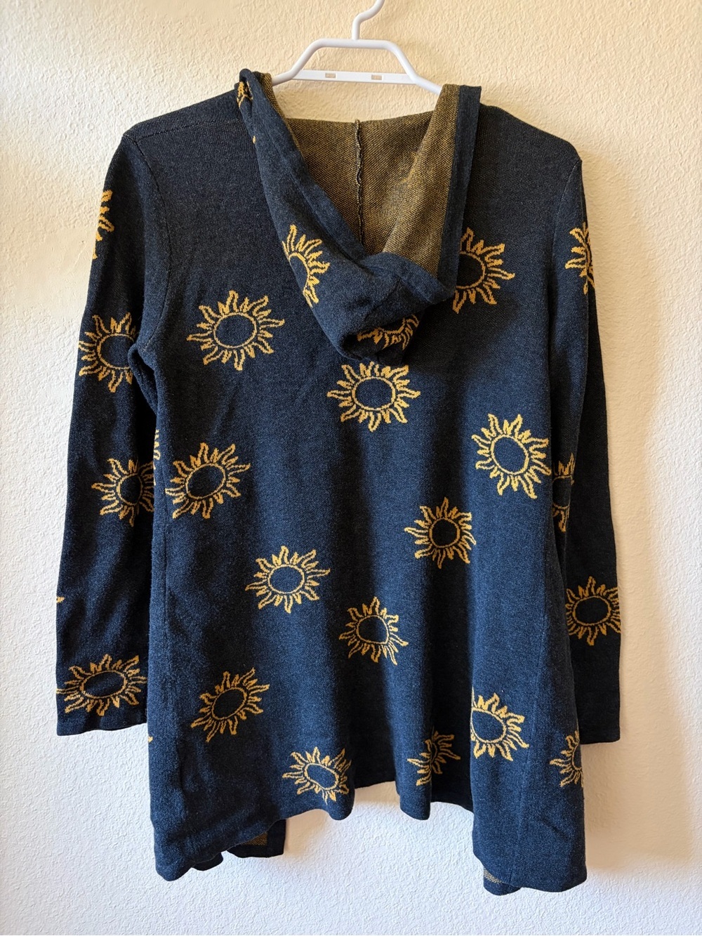 Belle by Bellini Hooded Sun Open Cardigan Black Knit Boho Cozy Sweater pockets - Picture 5 of 10